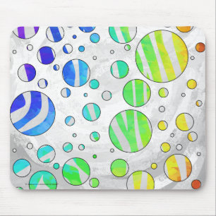 Zebra Rainbow and White Print Mouse Pad