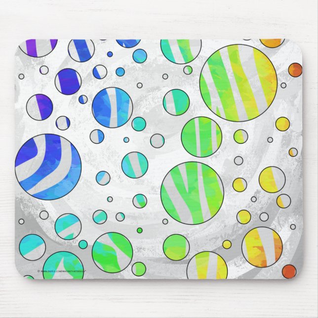 Zebra Rainbow and White Print Mouse Pad (Front)