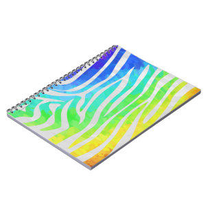Zebra Rainbow and White Print Notebook