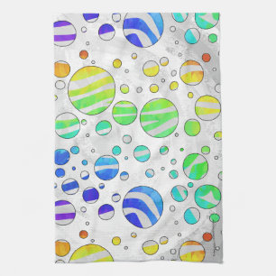 Zebra Rainbow and White Print Tea Towel