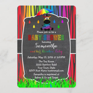 Zebra Rainbow Baby Shower Invitation