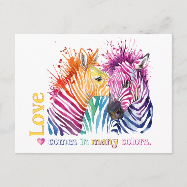 Zebra Rainbow Gifts Postcard (Front)
