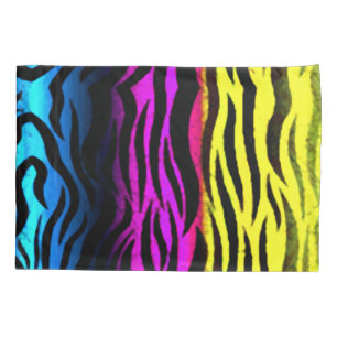 Zebra Rainbow Grunge Stripes Animal Print Pillowcase