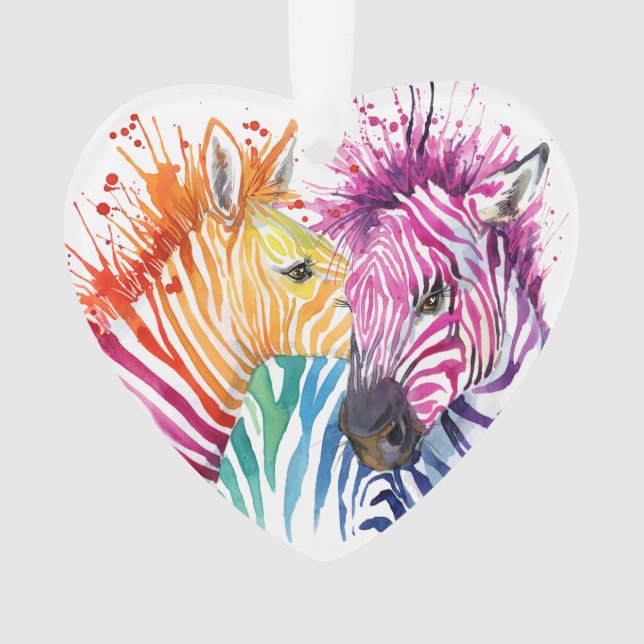 Zebra Rainbow Ornament (Front)