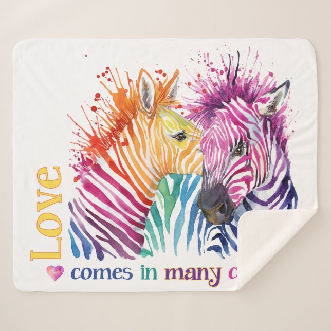 Zebra Rainbow Sherpa Blanket (Front (Horizontal))