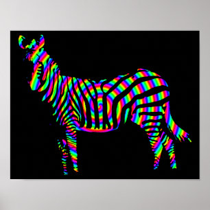 Zebra Rainbow Silhouette Poster Sign