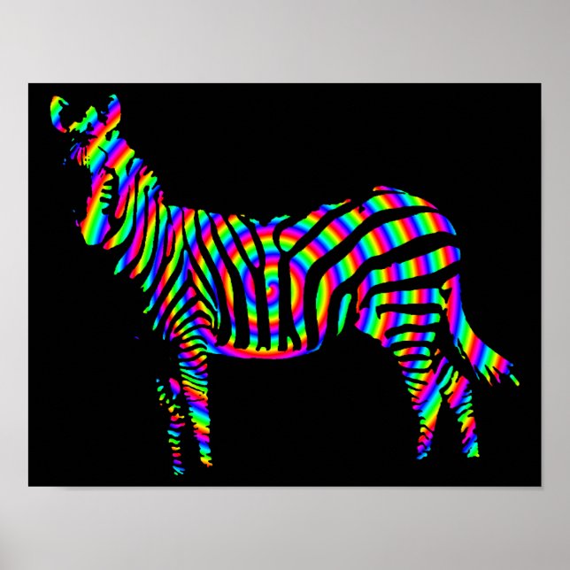 Zebra Rainbow Silhouette Poster Sign (Front)