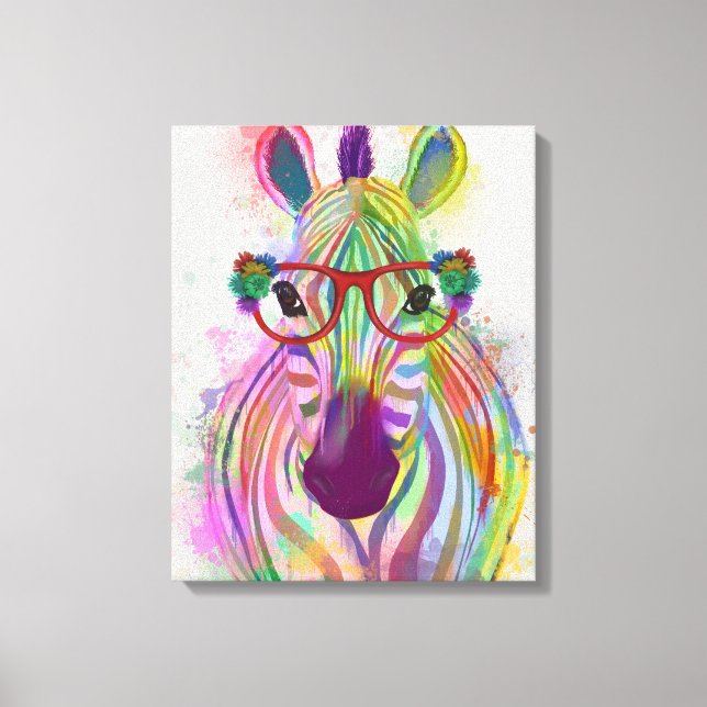 Zebra Rainbow Splash Canvas Print (Front)