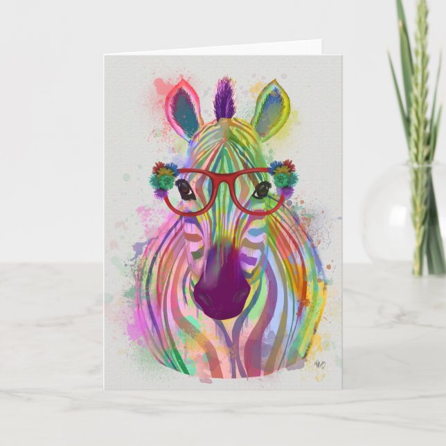 Zebra Rainbow Splash Card (Front)