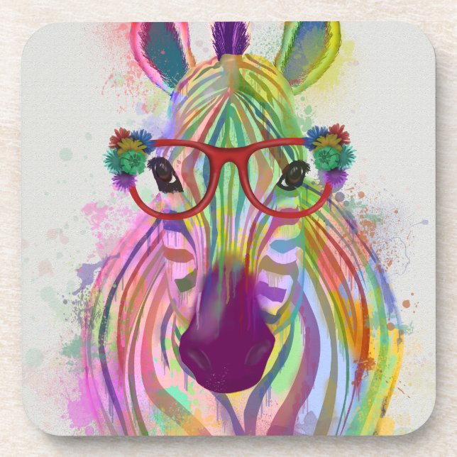 Zebra Rainbow Splash Coaster (Front)