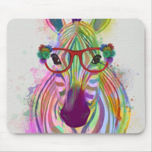 Zebra Rainbow Splash Mouse Pad