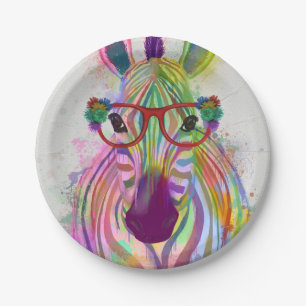 Zebra Rainbow Splash Paper Plate