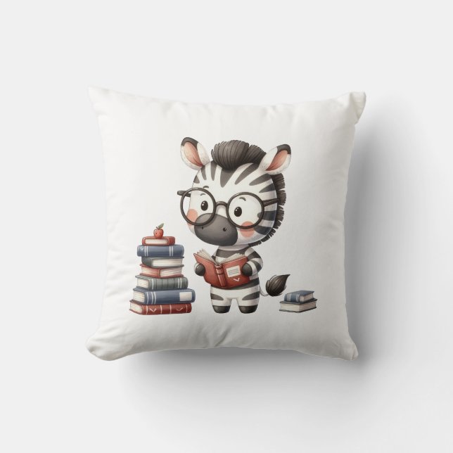 Zebra Reading Books. Cushion (Front)