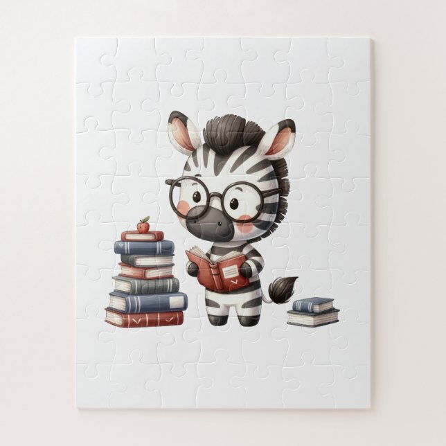 Zebra Reading Books. Jigsaw Puzzle (Vertical)