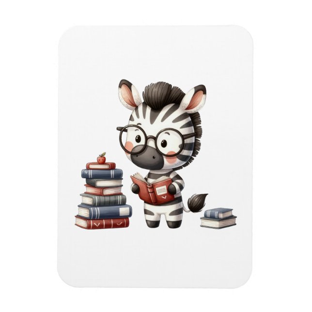 Zebra Reading Books. Magnet (Vertical)