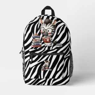 Zebra Reading Books. Printed Backpack