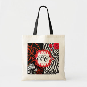 Zebra & Red Roses, Customisable Tote Bag
