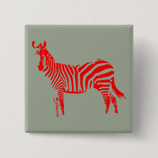 Zebra Red Silhouette Button Badge Pin (Front)