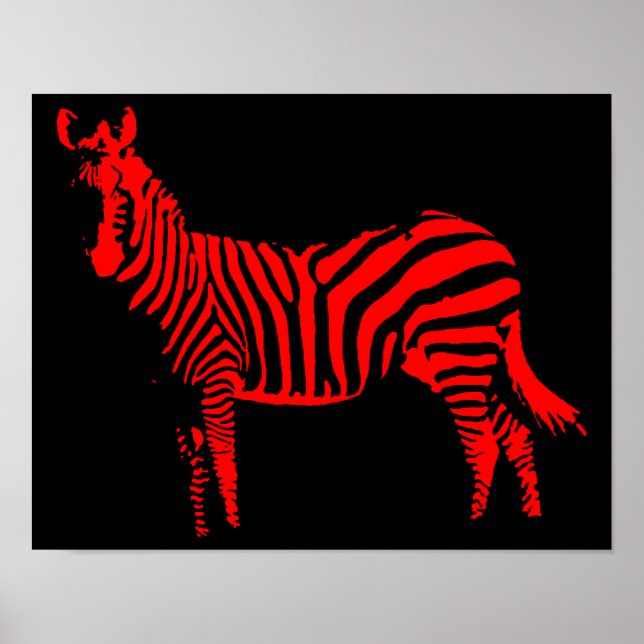 Zebra Red Silhouette Poster Sign (Front)