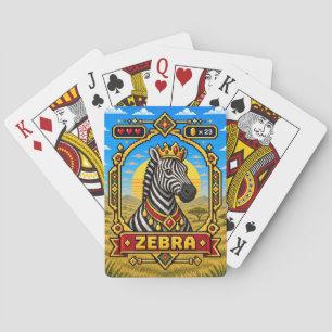 Zebra Retro 8-Bit Pixel Art Playing Cards
