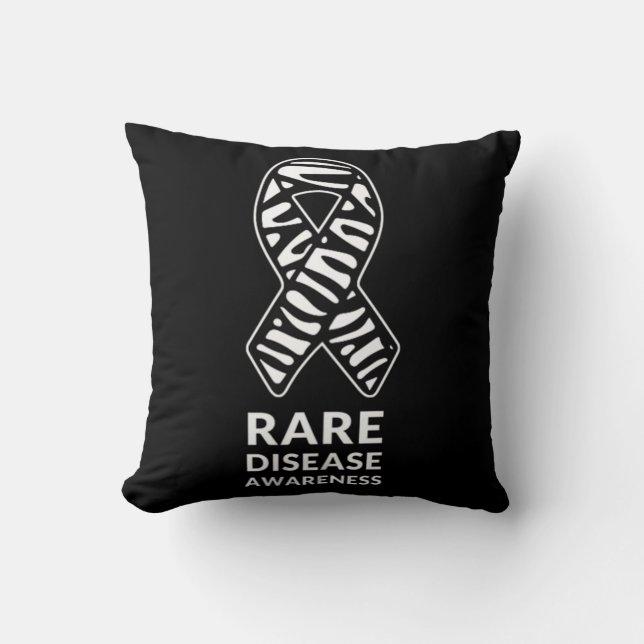 Zebra Ribbon Awareness Rare Disease Minimalist T-S Cushion (Front)
