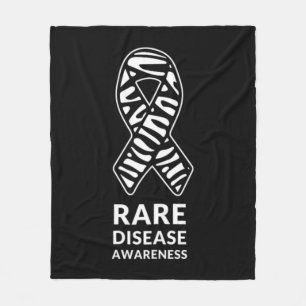 Zebra Ribbon Awareness Rare Disease Minimalist T-S Fleece Blanket