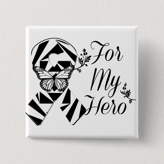 Zebra Ribbon For My Hero 15 Cm Square Badge (Front)