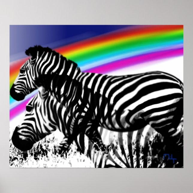 Zebra 's dream of rainbow skin poster (Front)