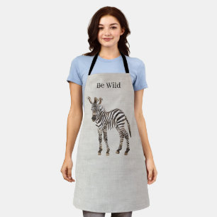 Zebra Safari Animal Faux Linen Apron