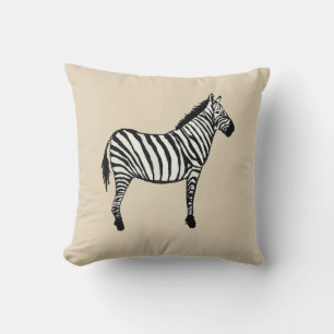 Zebra Safari Animal Painting Beige Throw Pillow