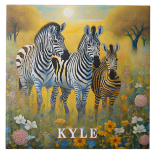 Zebra Safari Gold Savannah Ceramic Tile