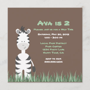 Zebra Safari Invitation or Thank You Note