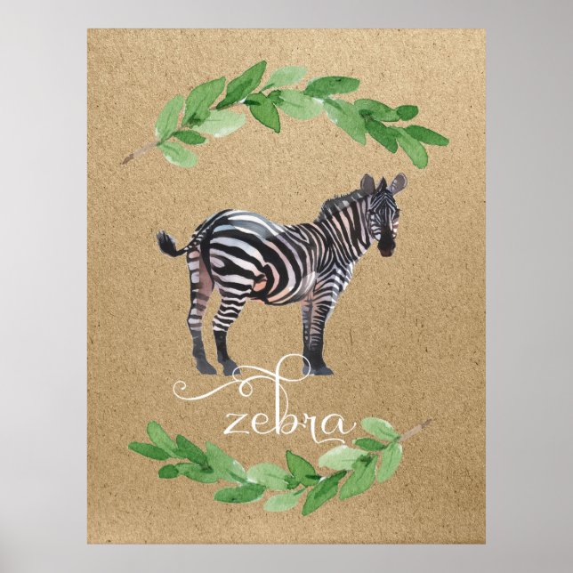 Zebra Safari Jungle Nursery Art Poster (Front)