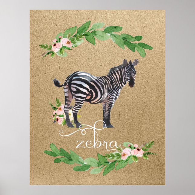 Zebra Safari Jungle Nursery Art Poster (Front)