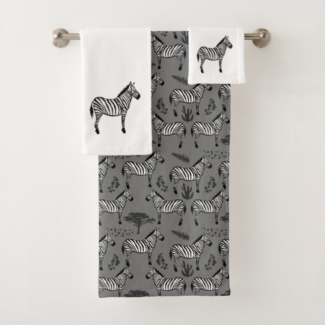 Zebra Safari Painting Bath Towel Set (Insitu)