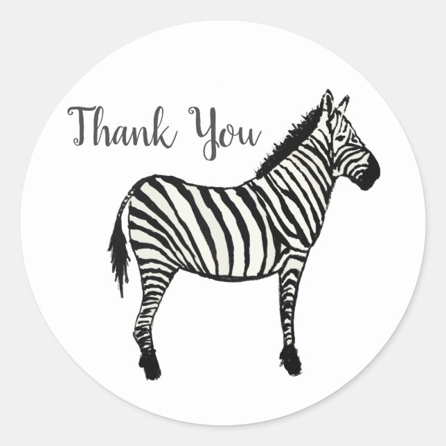 Zebra Safari Party Thank You Stickers (Front)
