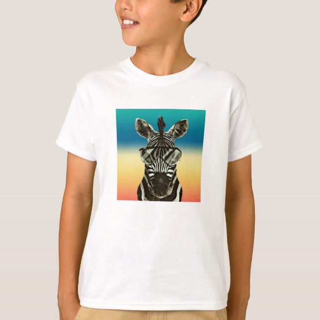 Zebra Safari Zebra with Shades Cool Zoo Animal T-Shirt (Front)