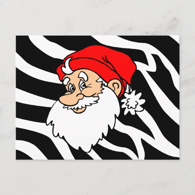 Zebra Santa Christmas Holiday Postcard (Front)
