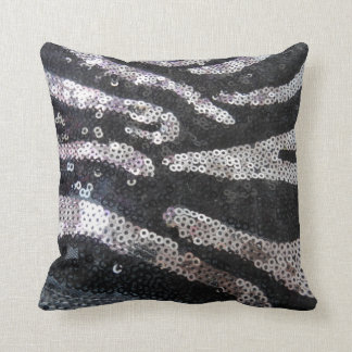 Zebra Sequin Black & Silver Pillow