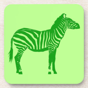 Zebra - Shades of Lime Green Coaster