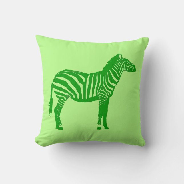 Zebra - Shades of Lime Green Cushion (Front)