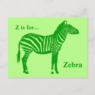 Zebra - Shades of Lime Green Postcard