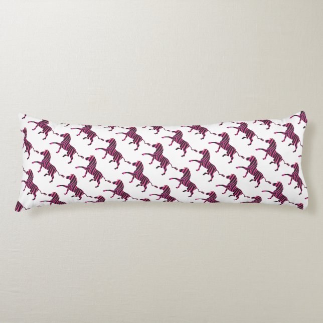 Zebra Silhouette Black and Hot Pink Print Body Cushion (Front)