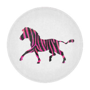 Zebra Silhouette Black and Hot Pink Print Cutting Board