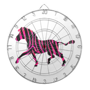 Zebra Silhouette Black and Hot Pink Print Dartboard