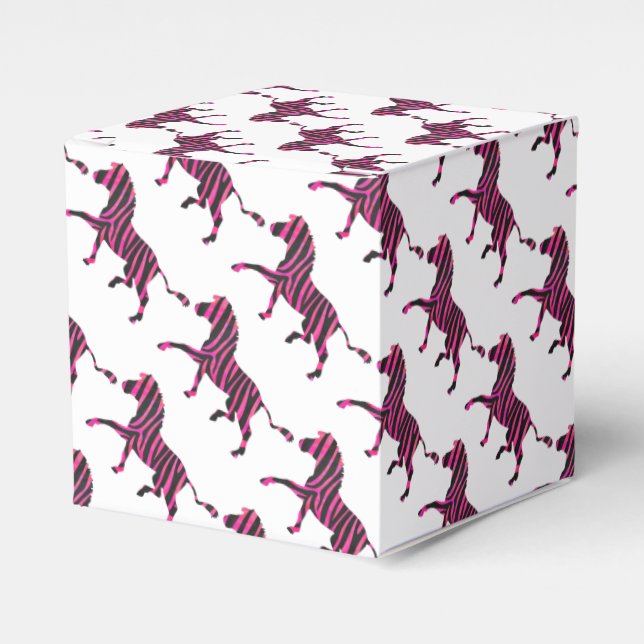 Zebra Silhouette Black and Hot Pink Print Favour Box (Front Side)