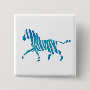 Zebra Silhouette Blue and White 15 Cm Square Badge