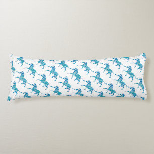 Zebra Silhouette Blue and White Body Cushion