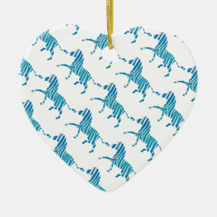 Zebra Silhouette Blue and White Ceramic Tree Decoration