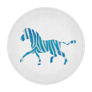 Zebra Silhouette Blue and White Cutting Board